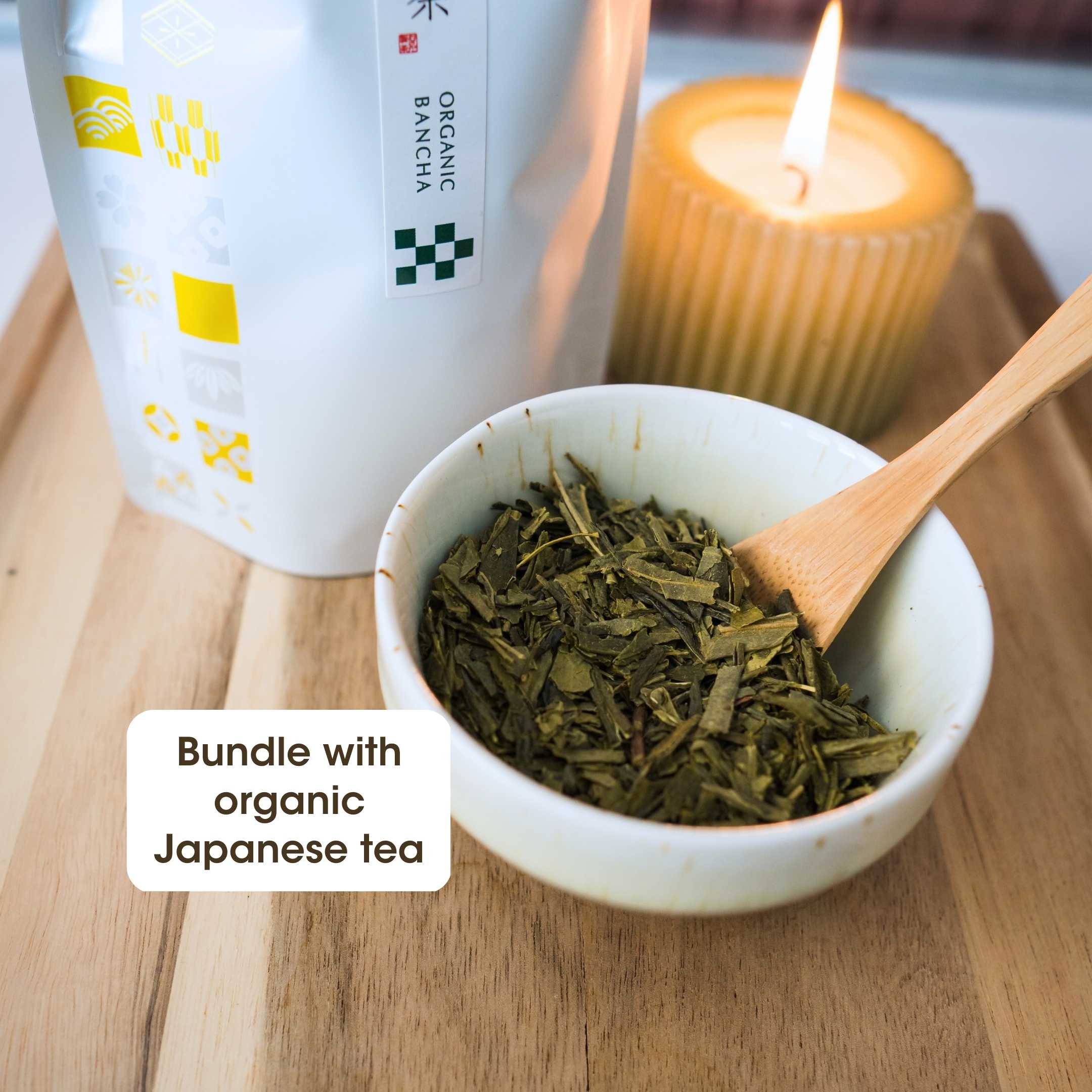 Ukiyo Wood Glass Tea Infuser — Stainless Steel Filter with Bamboo Lid, 16oz