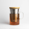 Ukiyo Wood Glass Tea Infuser — Stainless Steel Filter with Bamboo Lid, 16oz