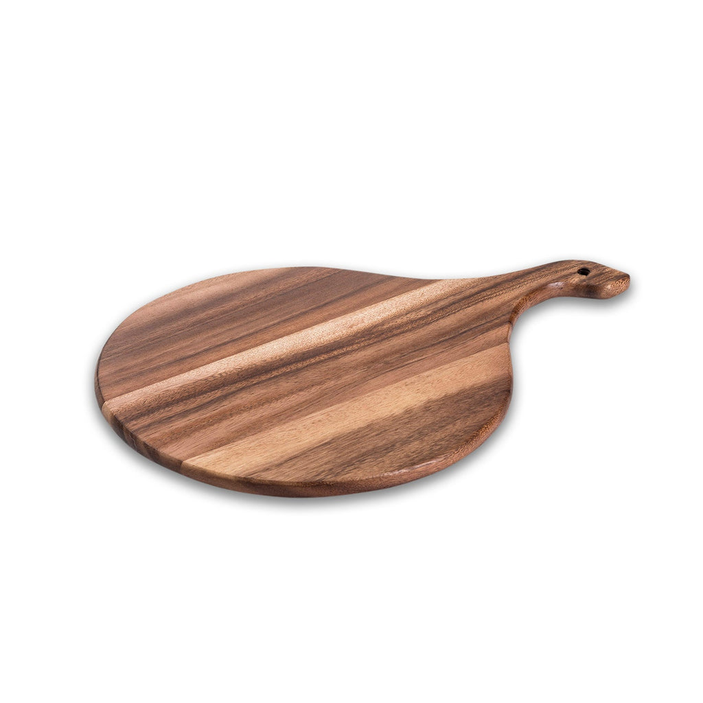 Handcrafted Acacia Wood Charcuterie Board — Round Serving Board with Handle