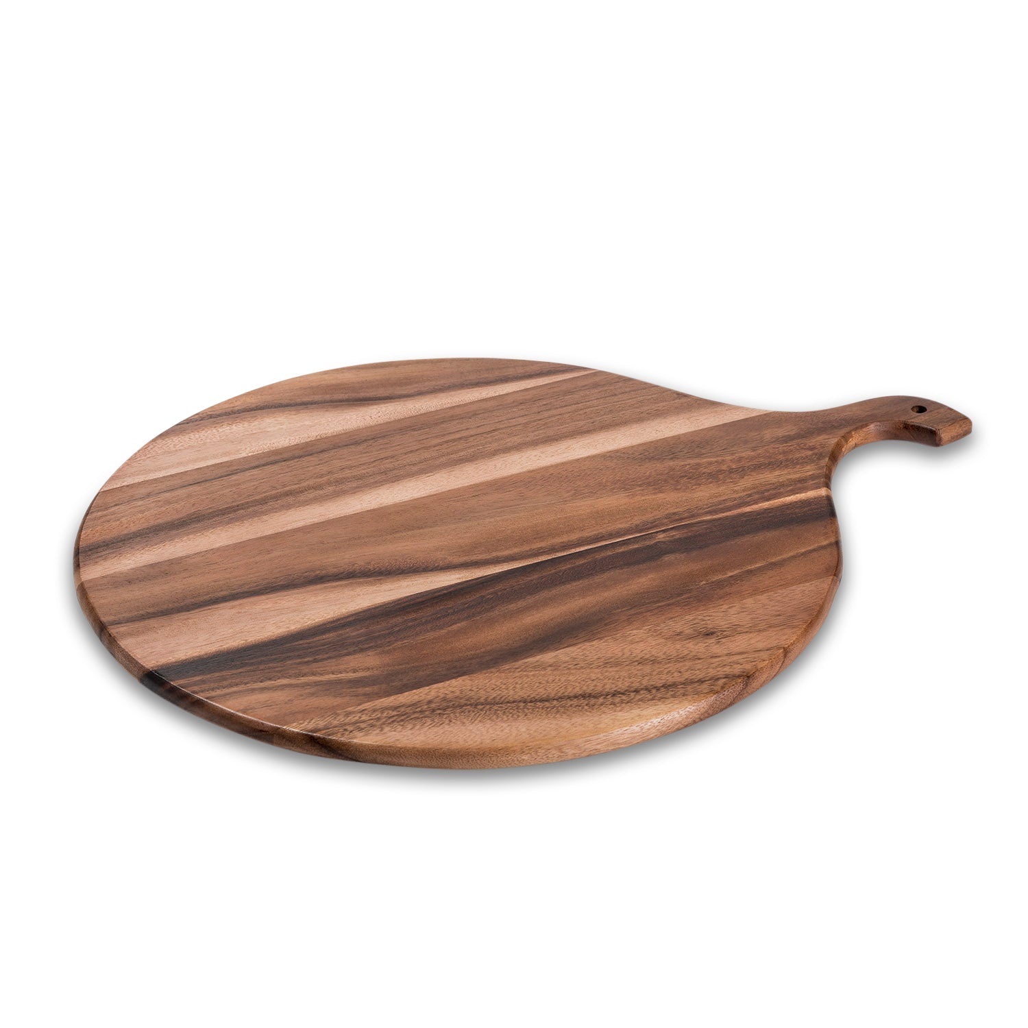 Handcrafted Acacia Wood Charcuterie Board — Round Serving Board with Handle
