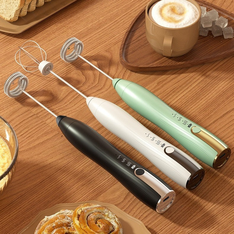 Rechargeable Electric Milk Frother & Egg Beater — 3-Speed Wireless Hand Mixer