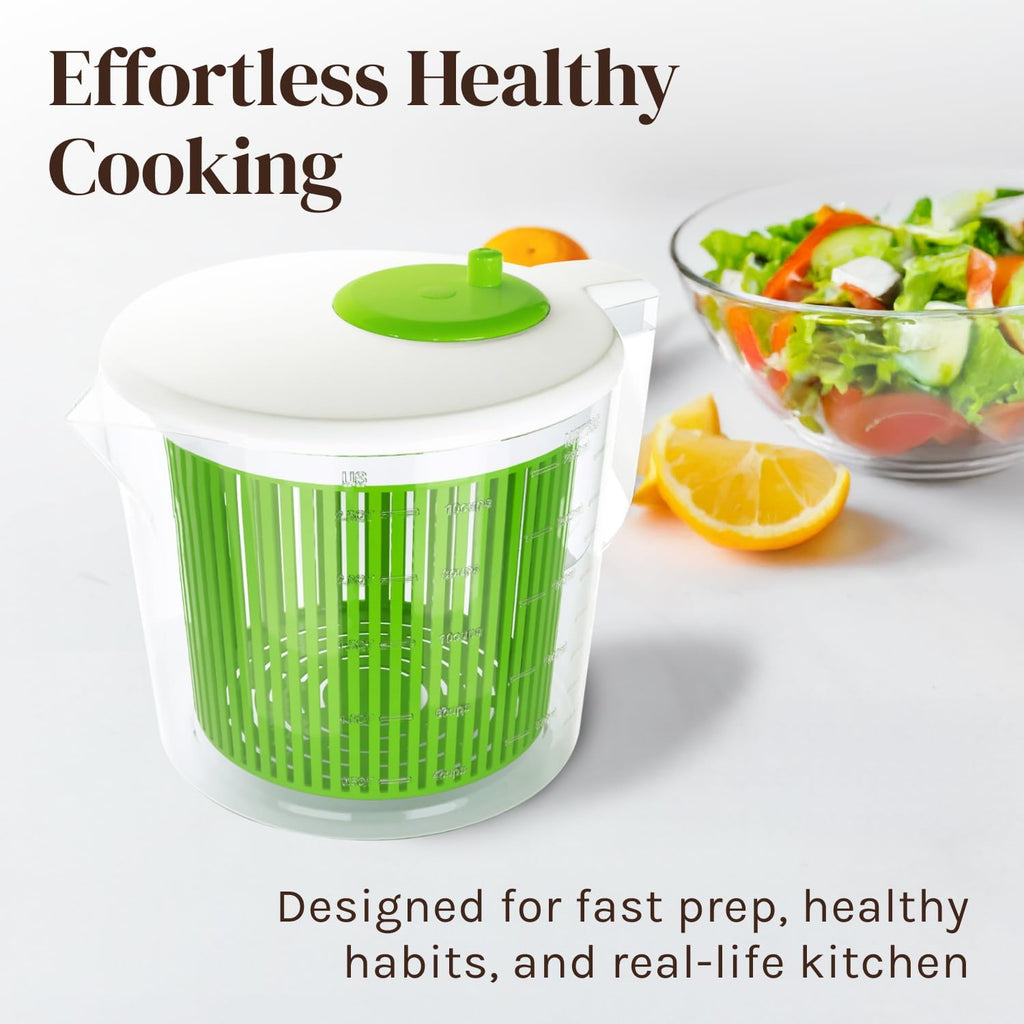 Mini Salad Spinner & Dryer — Single Serve with Measuring Bowl, Dishwasher Safe