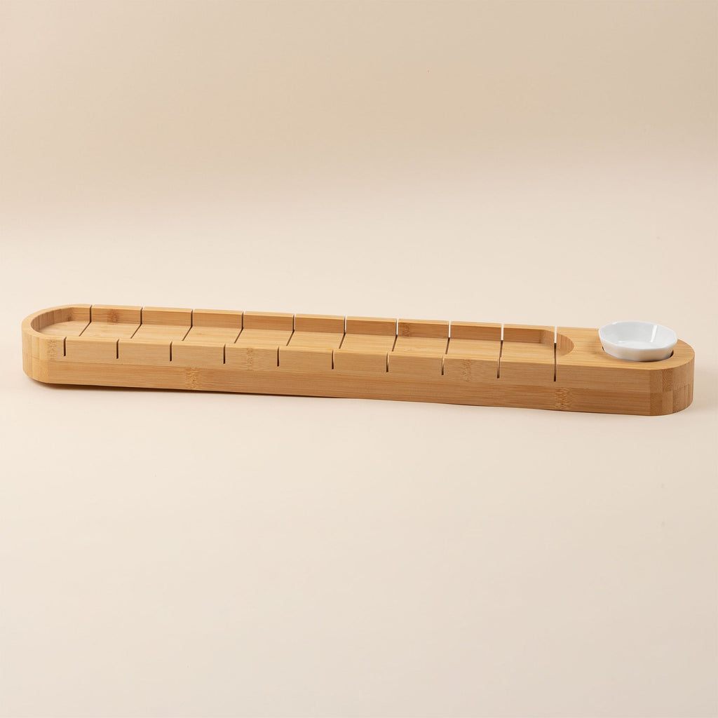 Bamboo Bread Board with Ceramic Dip Cup — Entertaining Essential