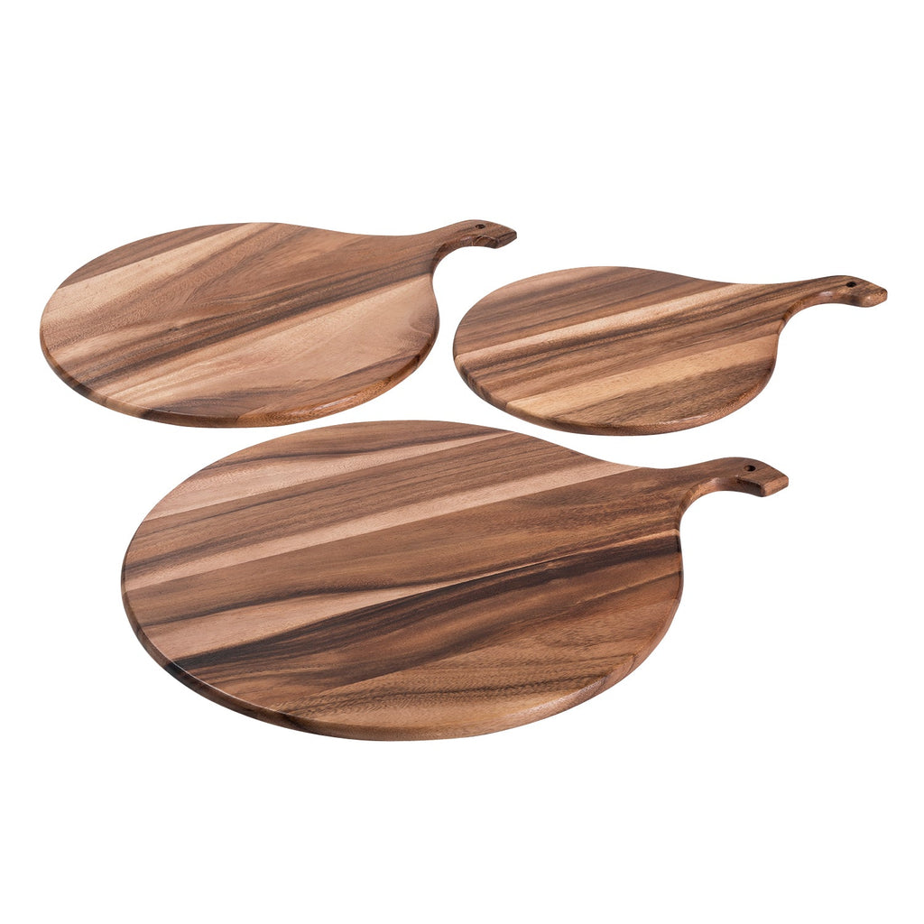 Handcrafted Acacia Wood Charcuterie Board — Round Serving Board with Handle
