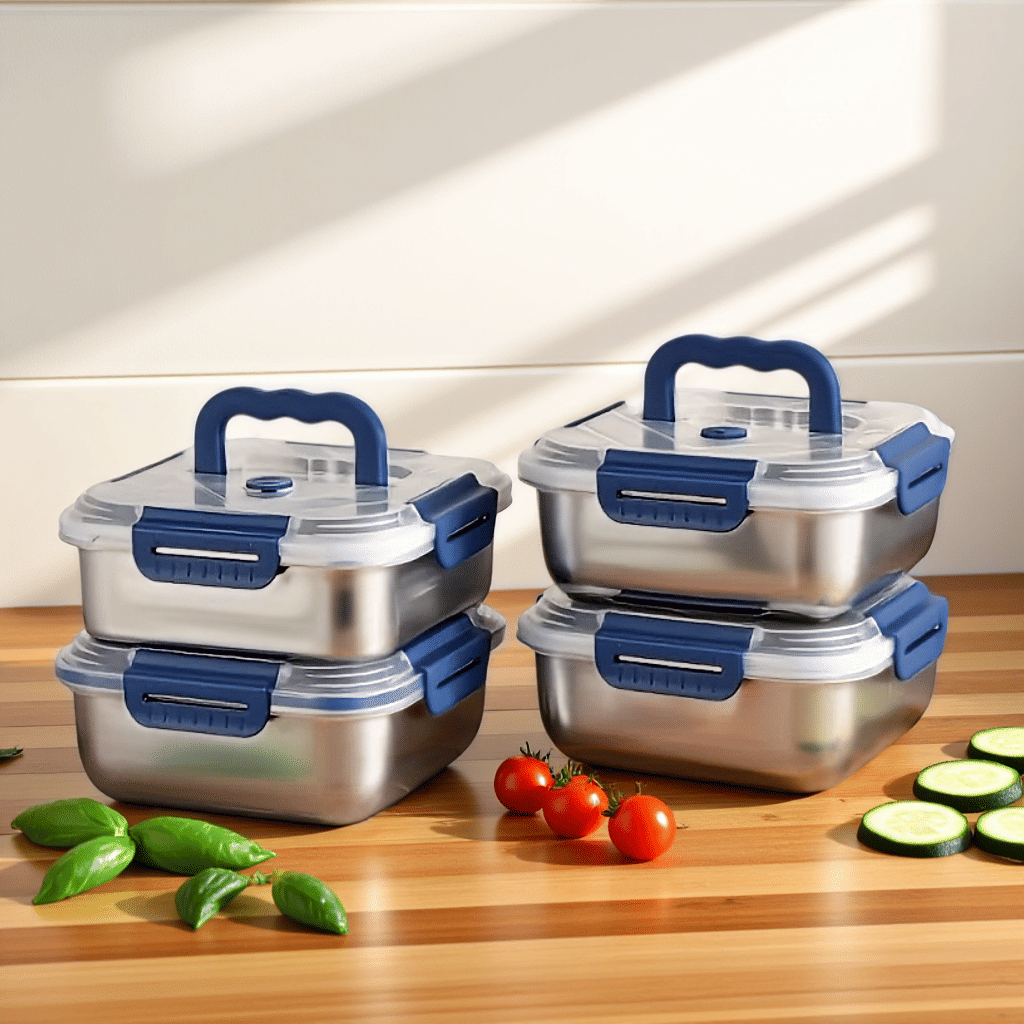 Yakimoto Stainless Steel Meal Prep Containers — Airtight, Stackable, Fridge Ready