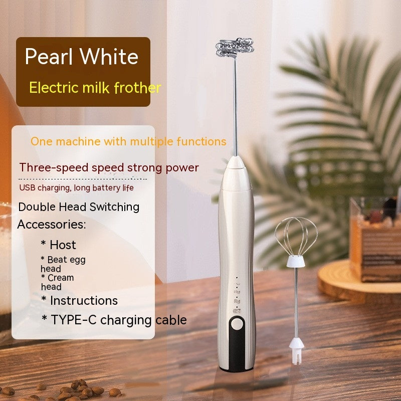 Rechargeable Electric Milk Frother & Egg Beater — 3-Speed Wireless Hand Mixer
