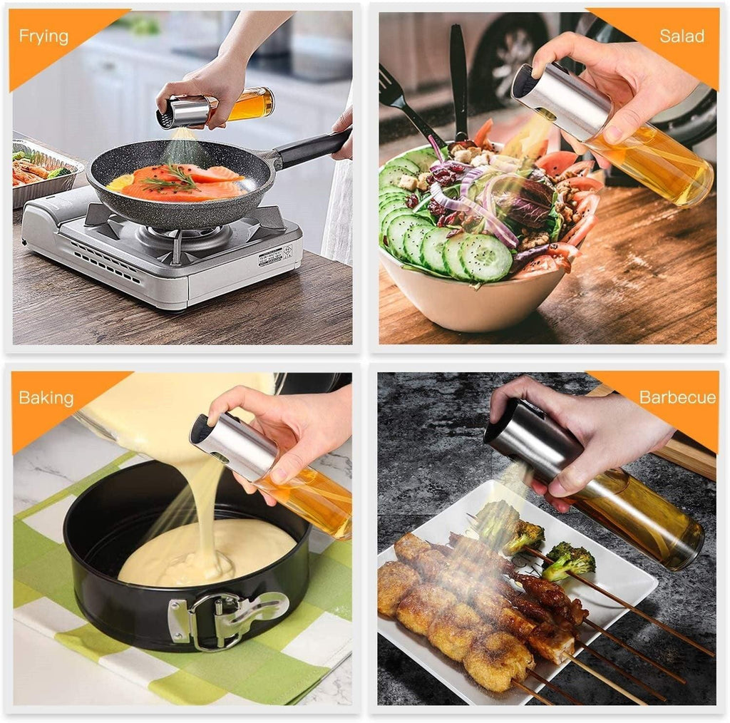 Oil Spray Bottle Dispenser — Olive Oil Spritzer for Cooking, BBQ & Grilling