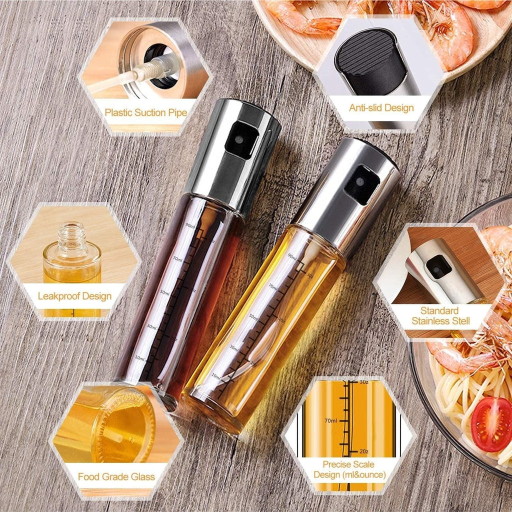 Oil Spray Bottle Dispenser — Olive Oil Spritzer for Cooking, BBQ & Grilling
